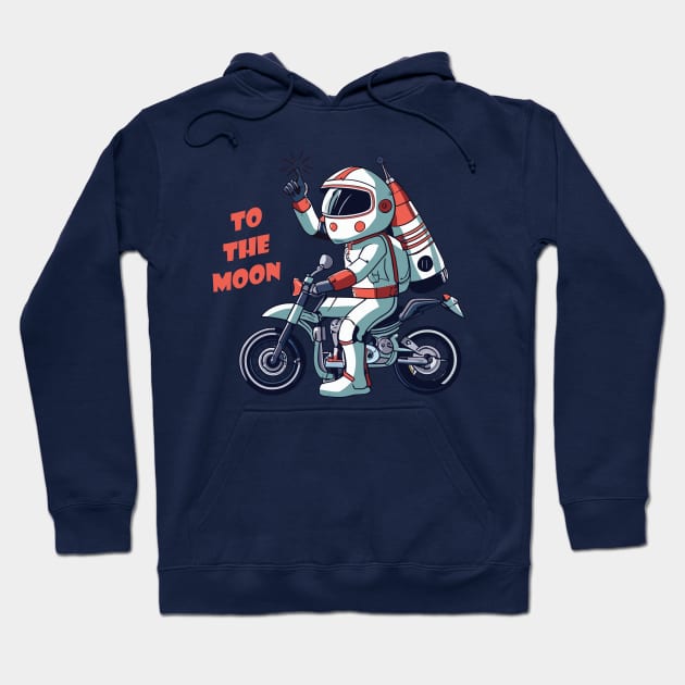 kid astronaut on bike - to the moon Hoodie by Kingrocker Clothing